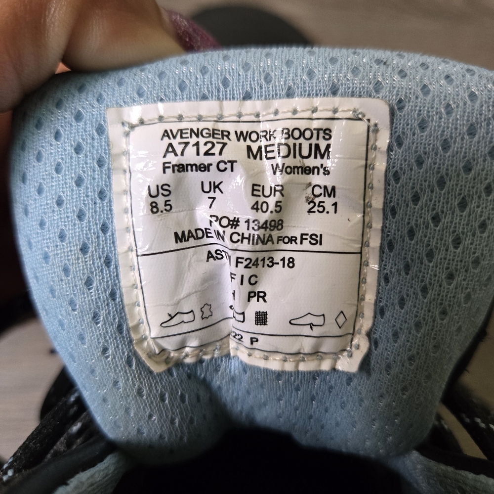 Avenger Black and Light Blue Work Boots - Picture 3 of 4
